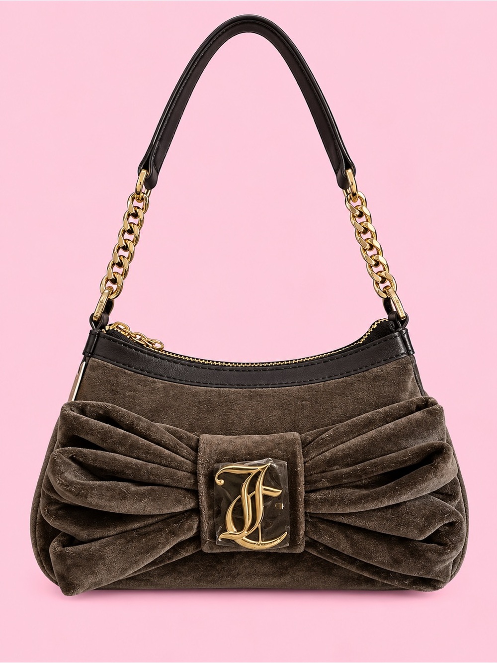 Juicy Couture Chocolate Brown Suede Bow Shoulder Bag
